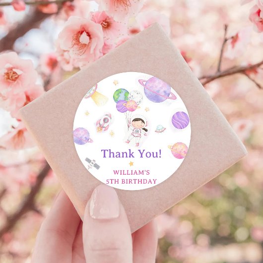 宇宙飛行士の宇宙誕生日ありがとう ラウンドシール