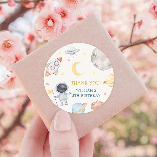 宇宙飛行士の宇宙誕生日ありがとう ラウンドシール