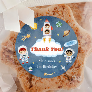 宇宙飛行士の宇宙誕生日ありがとう ラウンドシール