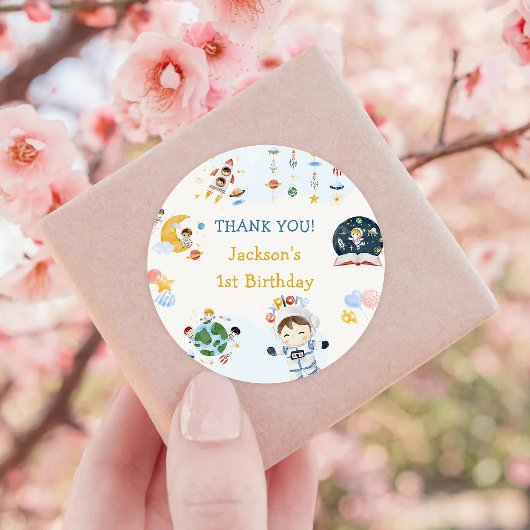 宇宙飛行士の宇宙誕生日ありがとう ラウンドシール