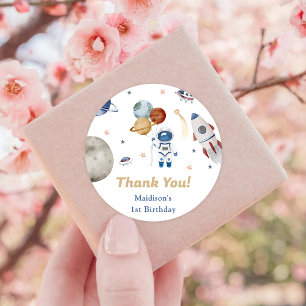 宇宙飛行士の宇宙誕生日ありがとう ラウンドシール