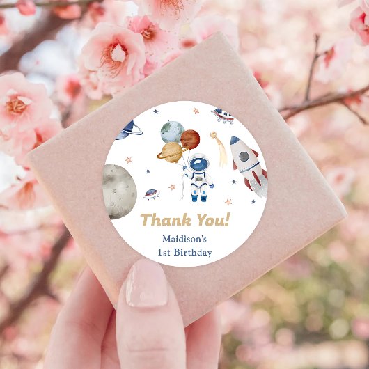 宇宙飛行士の宇宙誕生日ありがとう ラウンドシール