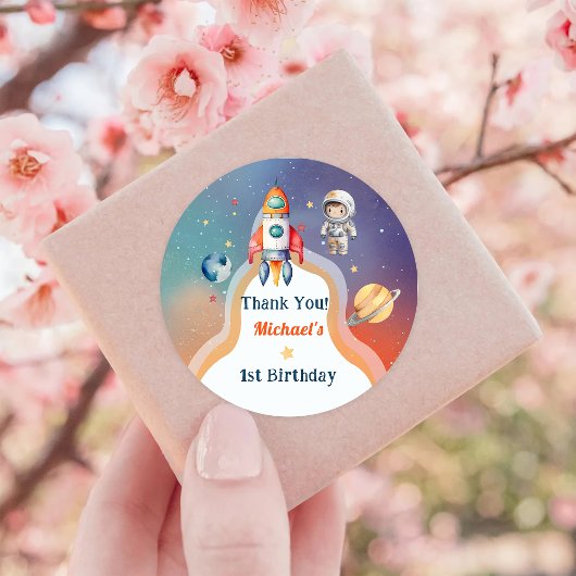 宇宙飛行士の宇宙誕生日ありがとう ラウンドシール