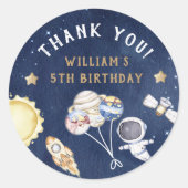 宇宙飛行士の宇宙誕生日ありがとう ラウンドシール (正面)