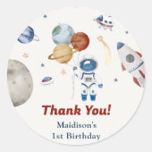 宇宙飛行士の宇宙誕生日ありがとう ラウンドシール (正面)