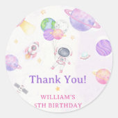 宇宙飛行士の宇宙誕生日ありがとう ラウンドシール (正面)