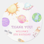 宇宙飛行士の宇宙誕生日ありがとう ラウンドシール (正面)