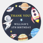 宇宙飛行士の宇宙誕生日ありがとう ラウンドシール (正面)