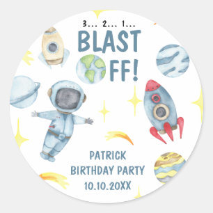 宇宙飛行士の宇宙誕生日パーティー ラウンドシール