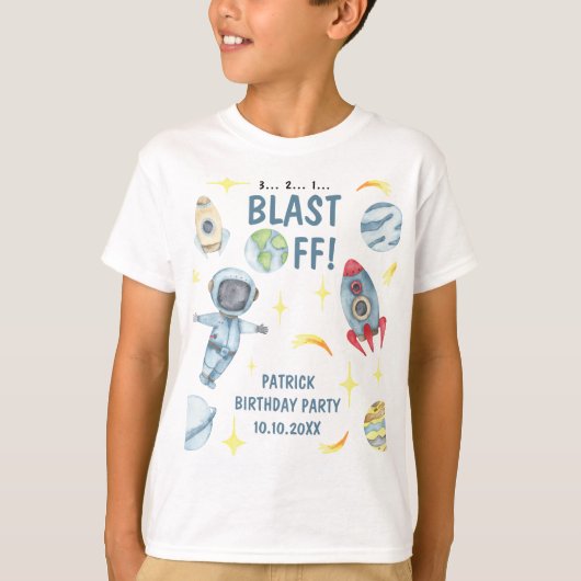 宇宙飛行士の宇宙誕生日パーティー Tシャツ (正面)