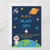 宇宙飛行士の宇宙誕生日招待状|3 2 1 発射! 招待状 (正面)