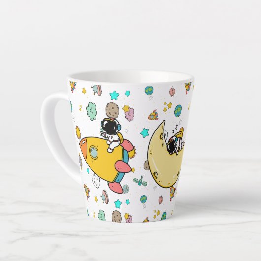 宇宙飛行士の宇宙飛行士の漫画 カフェラテマグ (左アングル)