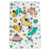 宇宙飛行士の宇宙飛行士の漫画 ミディアムペーパーバッグ (裏面)