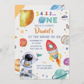 宇宙飛行士の宇宙1回目の日のまわりに本旅行 招待状 (正面/裏面)