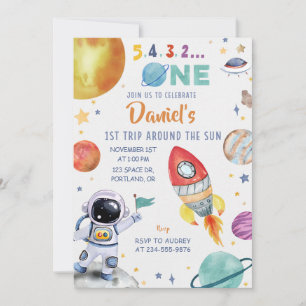 宇宙飛行士の宇宙1回目の日のまわりに本旅行 招待状