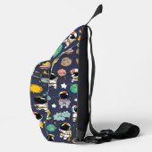 宇宙飛行士の宇宙Cartoon宇宙飛行士の宇宙カート スリングバッグ (右)