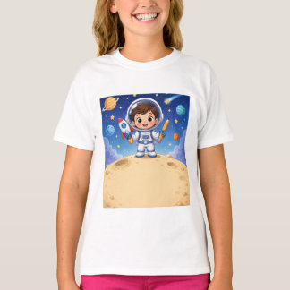 宇宙飛行士の少年が冒険の準備完了 ノート Tシャツ