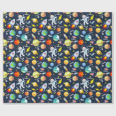 宇宙飛行士の少年のパーソナライズされた名前のロケットマン ラッピングペーパー (フラット)