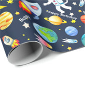 宇宙飛行士の少年のパーソナライズされた名前のロケットマン ラッピングペーパー (ロールコーナー)