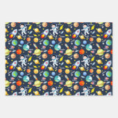 宇宙飛行士の少年のパーソナライズされた名前宇宙船 ラッピングペーパーシート (正面)