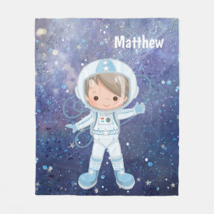 宇宙飛行士の少年宇宙空間 フリースブランケット
