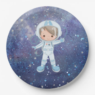 宇宙飛行士の少年宇宙空間 ペーパープレート