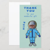 宇宙飛行士の少年　ありがとう　顔を入れてください サンキューカード (正面/裏面)