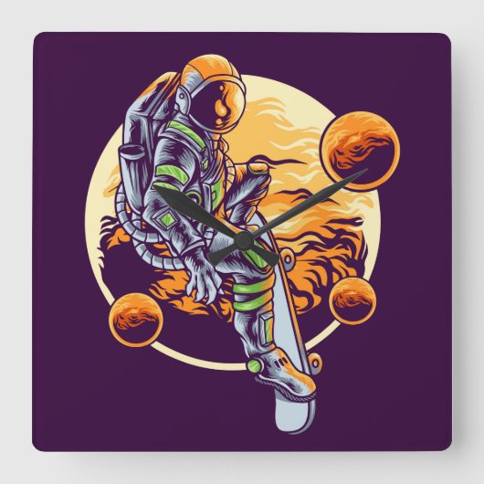 宇宙飛行士の広場壁時計 スクエア壁時計 (正面)