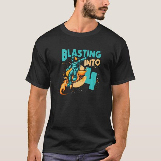 宇宙飛行士の惑星の宇宙船ハッピー4th誕生日 tシャツ (正面)