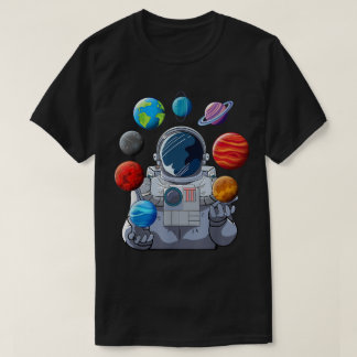 宇宙飛行士の惑星ジャグリングアート Tシャツ