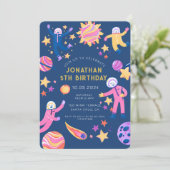 宇宙飛行士の惑星宇宙ボーイ誕生日 招待状 (スタンド正面)