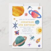 宇宙飛行士の惑星宇宙ボーイ誕生日 招待状 (正面)