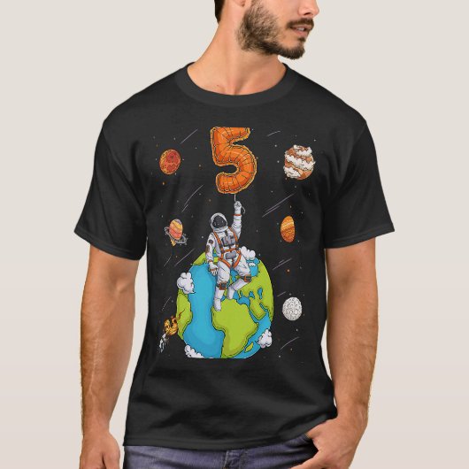宇宙飛行士の惑星宇宙55歳5誕生 Tシャツ (正面)