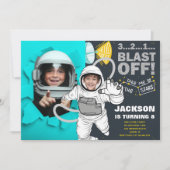 宇宙飛行士の撮影誕生日 招待状 (正面)