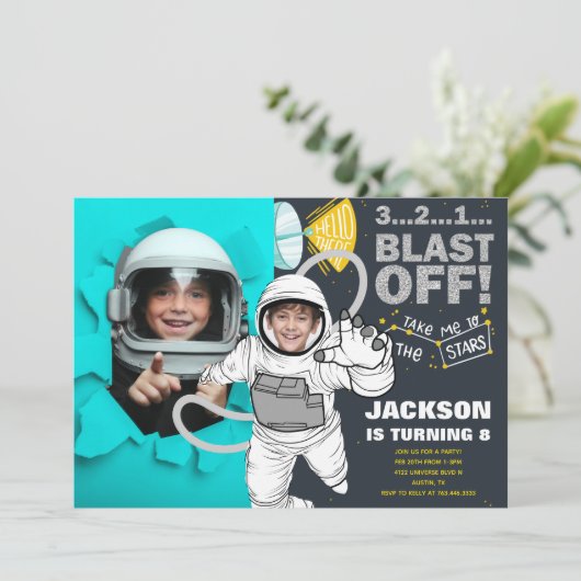 宇宙飛行士の撮影誕生日 招待状 (スタンド正面)