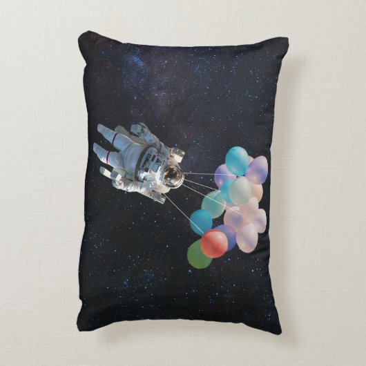 宇宙飛行士の星と宇宙のカラフル風船 アクセントクッション (裏面(縦))