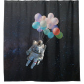 宇宙飛行士の星と宇宙のカラフル風船 シャワーカーテン (正面)