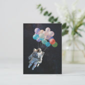 宇宙飛行士の星と宇宙のカラフル風船 シーズンポストカード (スタンド正面)