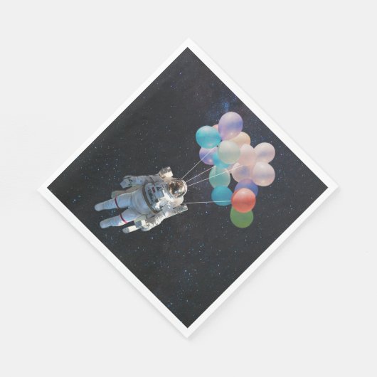 宇宙飛行士の星と宇宙のカラフル風船 スタンダードランチョンナプキン (角)