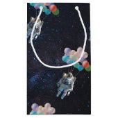 宇宙飛行士の星と宇宙のカラフル風船 スモールペーパーバッグ (裏面)