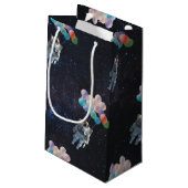 宇宙飛行士の星と宇宙のカラフル風船 スモールペーパーバッグ (裏面アングル)