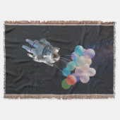 宇宙飛行士の星と宇宙のカラフル風船 スローブランケット (正面)