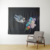 宇宙飛行士の星と宇宙のカラフル風船 タペストリー (インサイチュ(横))