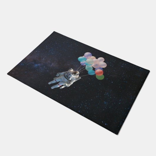 宇宙飛行士の星と宇宙のカラフル風船 ドアマット (アングル)