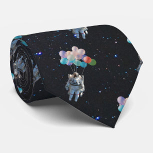 宇宙飛行士の星と宇宙のカラフル風船 ネクタイ