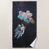 宇宙飛行士の星と宇宙のカラフル風船 ビーチタオル (正面)