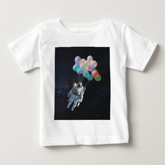 宇宙飛行士の星と宇宙のカラフル風船 ベビーTシャツ (正面)