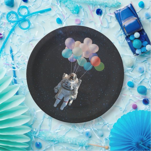 宇宙飛行士の星と宇宙のカラフル風船 ペーパープレート (パーティー)