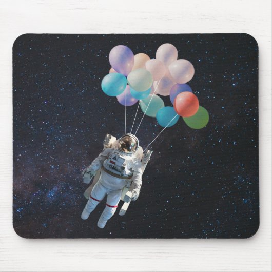 宇宙飛行士の星と宇宙のカラフル風船 マウスパッド (正面)