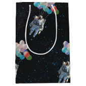 宇宙飛行士の星と宇宙のカラフル風船 ミディアムペーパーバッグ (正面)